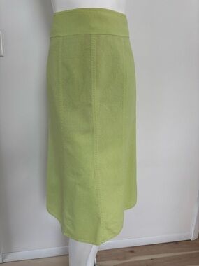 Christopher & Banks  Linen Light Lime Midi Skirt